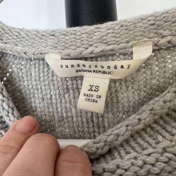 Banana Republic Sunday Sunday Wool Blend Grey Raglan Knit Crewneck Sweater Sz XS - Picture 11 of 13